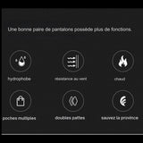 Détails des coutures renforcées du pantalon de trekking imperméable pour femme.