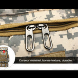 Détails de la fermeture éclair du sac à dos militaire, durable et de bonne texture