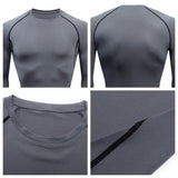 Détails des sous-vêtements de compression gris pour homme, couture et col