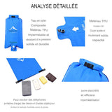 Détails du matelas gonflable de camping, tissu en nylon composite et matériau TPU pour une imperméabilité et une durabilité maximales