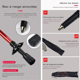 Détails du bâton de randonnée avec pointe en acier au tungstène, dragonne et sac de rangement