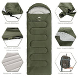 Détails du sac de couchage Naturehike avec tissu imperméable et fermeture éclair bidirectionnelle