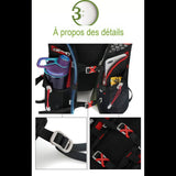 Détails du sac à dos avec poches pour bouteille d'eau et téléphone, boucle ajustable, parfait pour le trail running