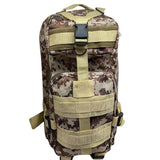 Sac à dos tactique camouflage beige avec sangles et poches multiples