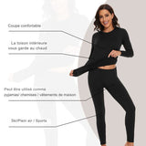 Ensemble thermique noir avec détails, coupe confortable, toison intérieure et usage polyvalent