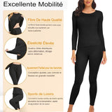 Ensemble de sous-vêtements thermiques pour femme, noir, excellente mobilité