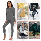 Ensemble thermique gris pour femme, idéal pour le quotidien, l'hiver, le cyclisme et la randonnée.