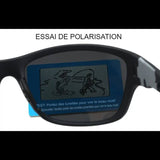 Essai de polarisation pour lunettes de soleil polarisées, démonstration d'un motif clair