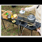 Grille de barbecue pliante en acier inoxydable avec bouilloire et bol, parfaite pour les pique-niques en plein air