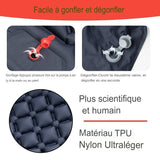 Gros plan des valves de gonflage et dégonflage du matelas de camping en TPU nylon
