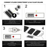 Guide d'utilisation du panneau solaire pliable pour charger des appareils électroniques