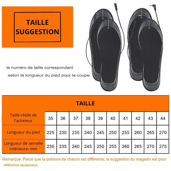 Semelles de chaussures Chauffantes, confort et chaleur en hiver