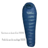 Sac de couchage en duvet d'oie bleu foncé avec 1000G de garniture, poids total 1550G