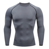 Sous-vêtements de compression gris pour homme, manches longues, vue de face
