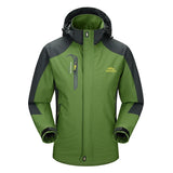 Veste légère de randonnée verte pour homme, étanche, avec capuche et ajustements velcro