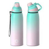 Bouteille isotherme dégradée turquoise et rose, 1000 ml