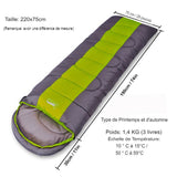 Sac de couchage Desert Fox vert et gris, type de printemps et d'automne, dimensions et poids spécifiés