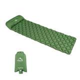 Matelas de camping gonflable vert avec coussin intégré et pompe de gonflage, imperméable et durable pour le camping