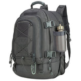 Sac à dos tactique gris avec porte-gourde intégré, parfait pour le camping et les activités extérieures