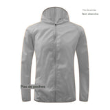 Veste de randonnée ultralégère grise sans poches, zip frontal, non étanche