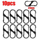 Lot de 10 mousquetons gris acier 31 mm, légers et sécurisés pour accessoires de camping
