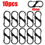 Lot de 10 mousquetons gris acier 40 mm, serrure sécurisée, parfaits pour randonnée et sacs à dos