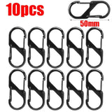 Lot de 10 mousquetons gris acier 50 mm, résistants et sécurisés pour camping et plein air