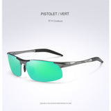 Lunettes de soleil polarisées pour hommes, monture gris foncé et lentille verte, protection UV400