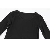 Haut thermique noir pour femme, manches longues, vue rapprochée