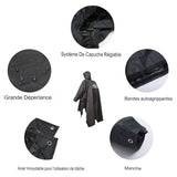 Imperméable avec capuche réglable, bandes auto agrippantes, grande déperlance
