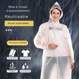 Imperméable réutilisable blanc pour femme avec caractéristiques de tissu imperméable
