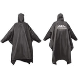 Imperméable noir avec capuche, logo Longsinger, vue de dos et de face, pour la chasse et l'escalade