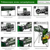 Instructions de montage du télescope avec smartphone en sept étapes