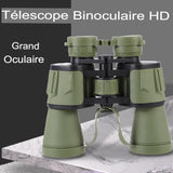 Jumelles professionnelles étanches à longue portée, télescope HD vert avec grands oculaires, posées sur une surface en marbre