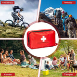 Kit de premiers secours pour la randonnée, incluant bandages et couverture de survie