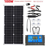 Kit panneau solaire 100W avec contrôleur et accessoires de charge