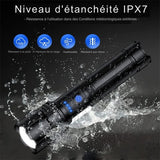 Lampe de poche étanche IPX7, résistante à l'eau et aux chocs pour une utilisation en extérieur