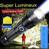Lampe de poche XHP100 avec longue portée lumineuse de 1500 mètres, idéale pour les activités de plein air nocturnes