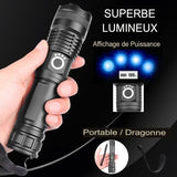 Lampe de poche XHP100 avec affichage de puissance et dragonne pour une utilisation portable