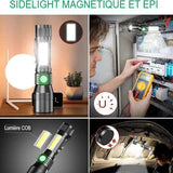 Lampe de poche magnétique avec lumière COB, idéale pour le camping et les réparations