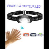 Lampe frontale à capteur LED, disponible en plusieurs couleurs