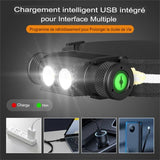 Lampe Frontale puissante LED, rechargeable et étanche pour la randonnée