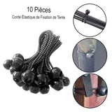 Lot de cordes élastiques noires pour fixation de tente