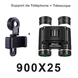 Jumelles 900x25 avec support de téléphone, idéales pour la capture d'images lointaines