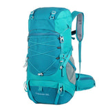 Sac à dos de randonnée turquoise de 50L avec sangles élastiques et poches latérales
