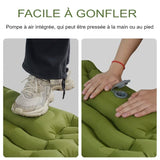 Matelas de camping facile à gonfler avec pompe à air intégrée, pressable à la main ou au pied
