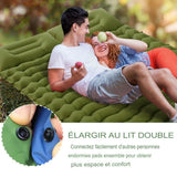 Matelas de camping élargi au lit double, idéal pour les couples, connexion facile