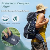 Matelas de camping léger et compact, femme en randonnée avec sac à dos