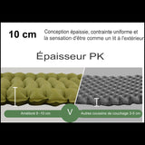 Matelas de camping avec épaisseur de 10 cm, comparatif avec autres coussins de couchage