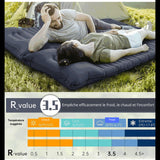 Matelas de camping avec valeur R de 3.5, protection contre le froid et l'inconfort